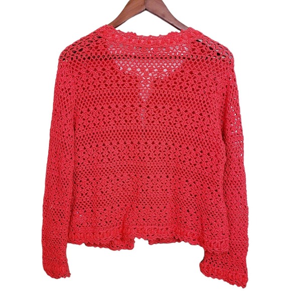 David Brooks Womens Orange Open Crochet Sweater Top XL Lightweight Stretch Used - Picture 3 of 12